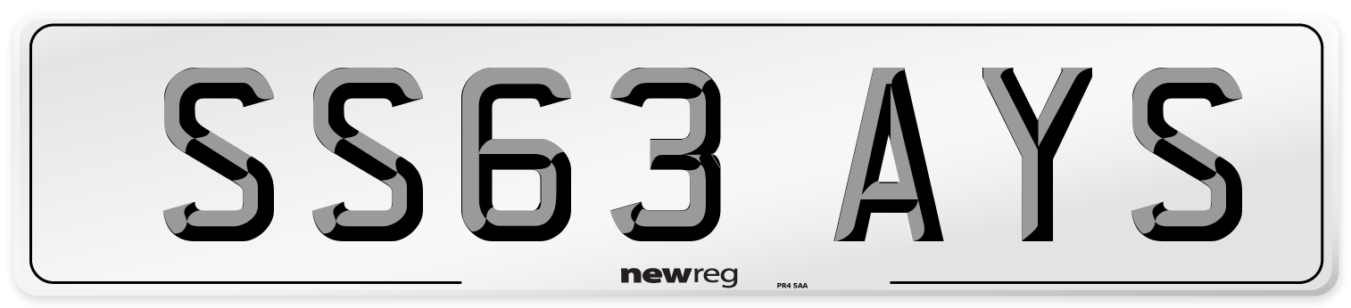 SS63 AYS Number Plate from New Reg